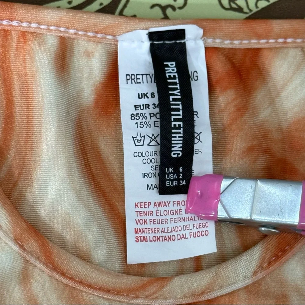PrettyLittleThing Orange and Cream Bikini Bottom
